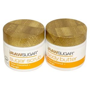 Raw Sugar Exfoliating Sugar Scrub Raw Coconut and Mango 2oz Lot of 2 NEW